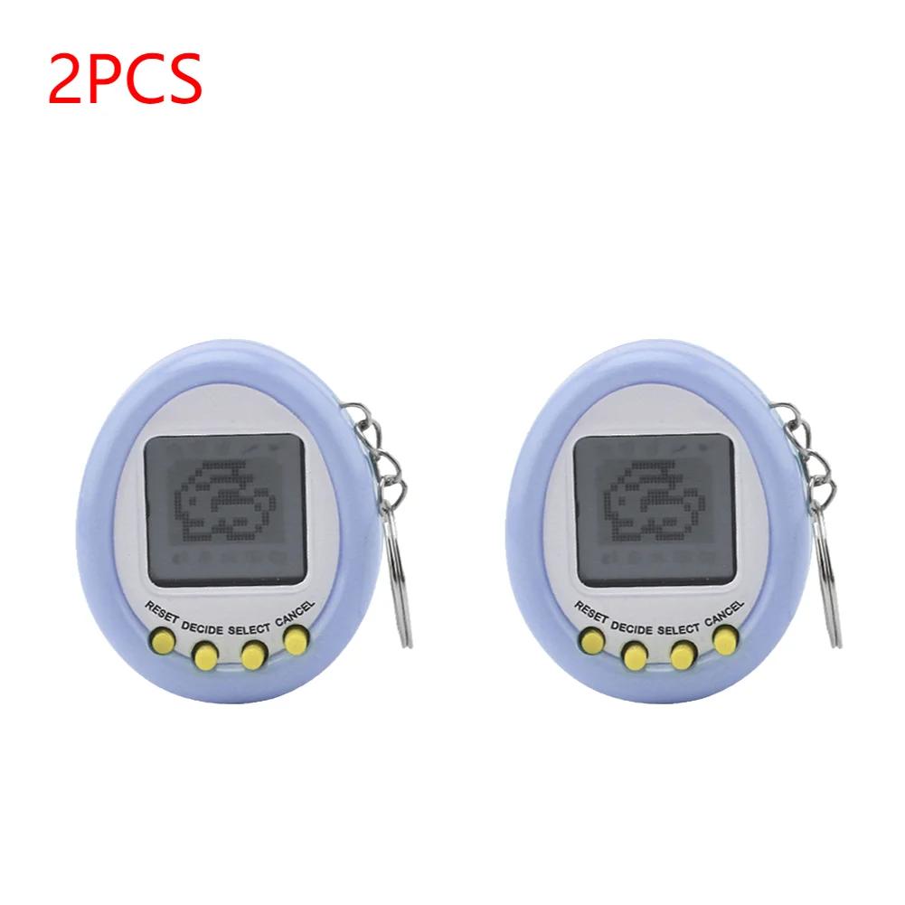2PCS Macaron Mini Electronic Pet Machine Virtual Pet Tamagotchi Toy With Keyring Virtual Cyber Toy For Kids Birthday Gifts