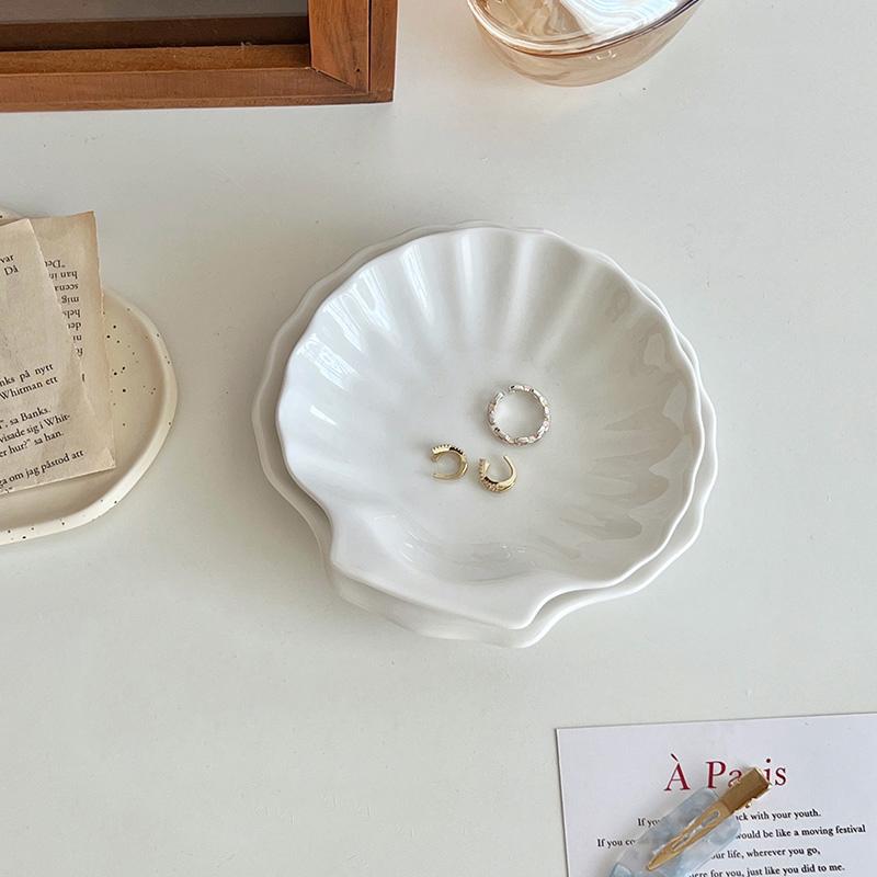 1 шт., подставка для украшений, подставка для украшений, роскошный поднос в виде ракушки, скандинавские подносы для украшений, декоративный поднос для хранения, белый, 2 размера