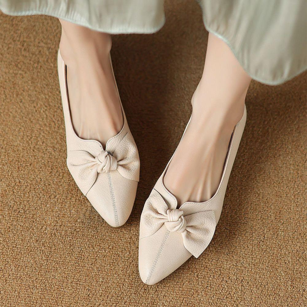 Low Heel Elegant Pointed Toe With Bow Ladies Pumps Spring and Autumn Korean Style Young Fashion Comfortable Women's Shoes Sale