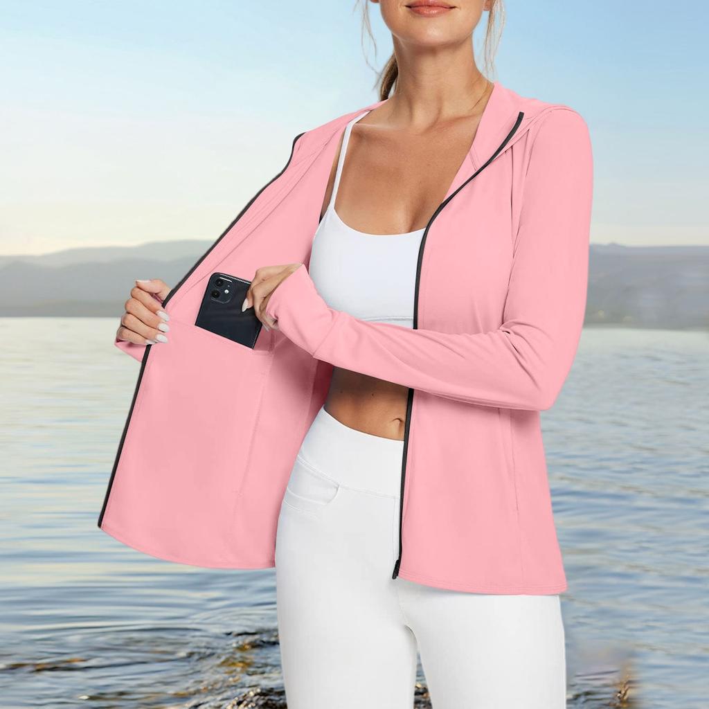 Женская рубашка от солнца Ice Silk Hoodie с длинным рукавом Outdoor Hiking Summer Coat