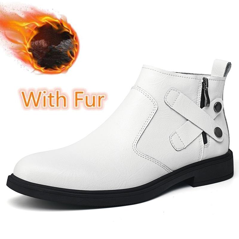 Высококачественные уличные мужские ботинки из натуральной кожи, удобные ботинки челси с боковой молнией, мужская зимняя обувь на платформе для снега