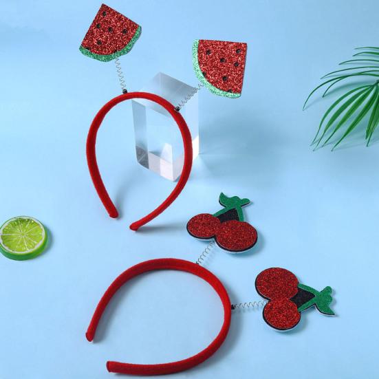 4Pcs Fruit Decor Headbands Cartoon Watermelon Cherry Strawberry Headpiece Spring Design Hair Hoop Headdress