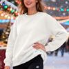 Women's Casual Fashion RoundNeck Pullover Top Winter Solid Color Plush Sweatshirt