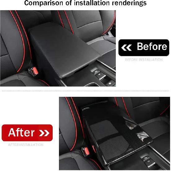 Car Accessories Fit for Honda Accord 10th Gen 2018-2022 Inner Armrest Box Cover Trim Center Console Protector Cap (Carbon Fiber Style) ABS 1 PC