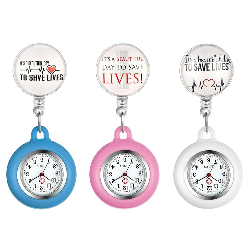 Lancardo nurse watch nurse clock pocket watch pocket watch silicon removable stretchable men's ladies cute Save Lifes nursery teacher caregiver unisex