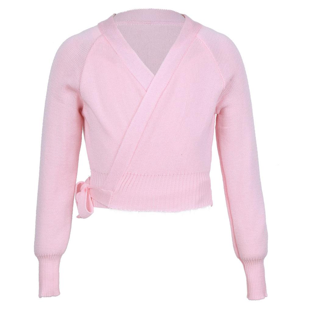 Kids Ballet Knit Wrap Sweater Girls Winter Autumn Warm Sweaters Long Sleeve Cardigan Warm Up Shawl Gymnastics Dance Jacket