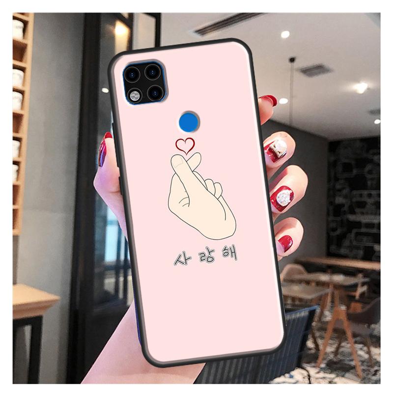 Чехол с милым корейским шрифтом Saranghae I love you для Redmi 10, чехол для Xiaomi Redmi Note 11 Pro 8 9 10 Pro 8T 9S 10S 9A 9C 9T, чехлы