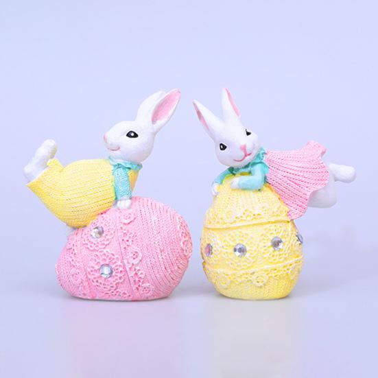 Украшения в виде пасхальных кроликов, милые расписанные вручную фигурки кроликов из смолы, переносные украшения для пасхальных яиц, Пасха