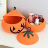 Halloween Woven Pumpkin Basket with Lid Empty Rope Woven Basket Trick or Treat Pumpkin Storage Bin Candy Snack Container
