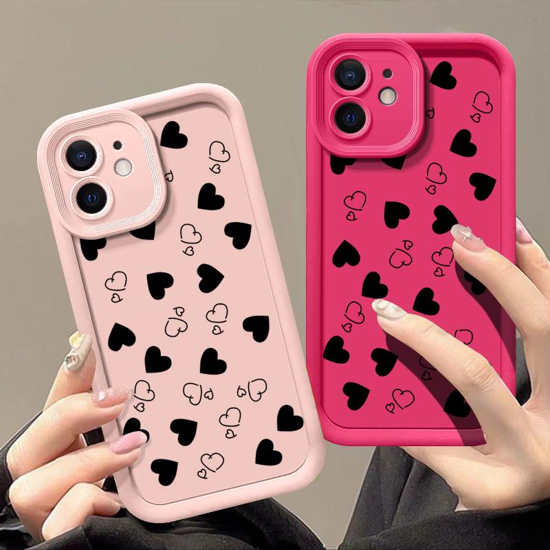 Противоударный чехол Love Hearts для iPhone 16 Pro 15 14 Plus 15 14 13 12 11 Pro Max Xr Xs X 8 7, защита объектива, мягкий чехол из ТПУ