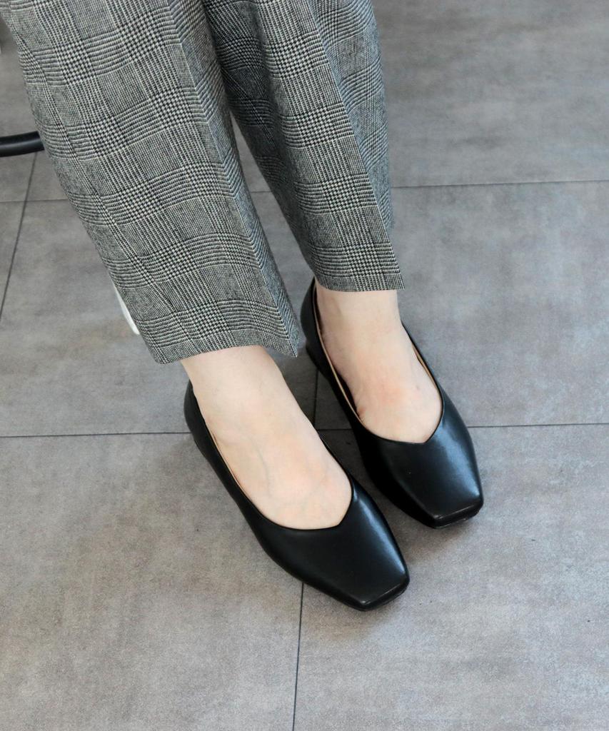 Masyugirl 4E Для всех квадратный расклешенный каблук [Sest] Широкие, Погодные, Носок, Туфли-лодочки, Женские, 24.0см, Черные, mg1021-4e-BLK-240