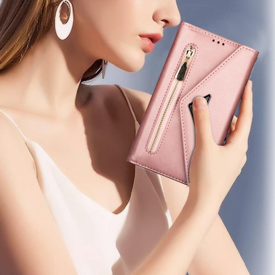 Wallet Skin-feeling Multi-card Zipper With Lanyard Leather Case For iPhone 14 Pro Max Samsung Galaxy A13 A33 A53 Xiaomi Redmi Note 11 Huawei P30 Lite