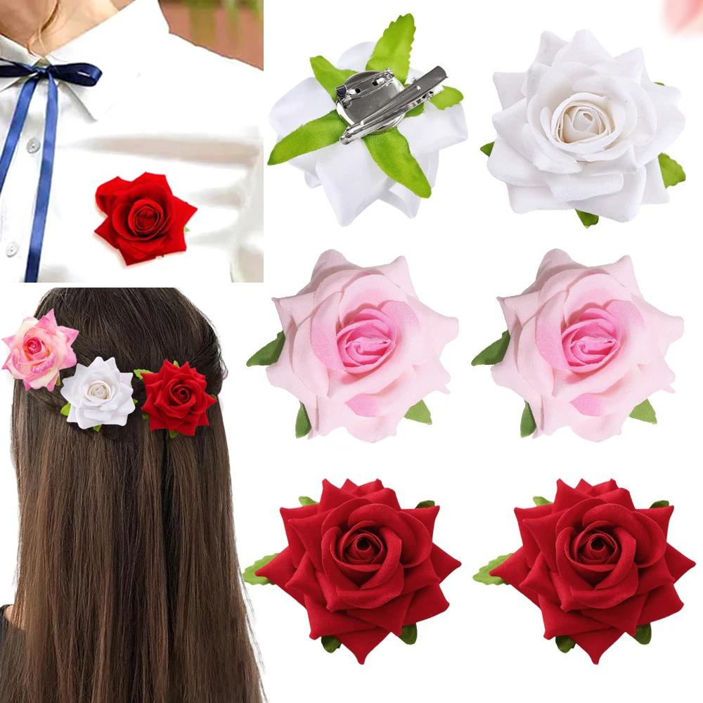 3 шт. Модные летние заколки для волос с козырьком, украшение для волос в виде цветка розы, заколки, брошь двойного назначения, многоцелевые аксессуары