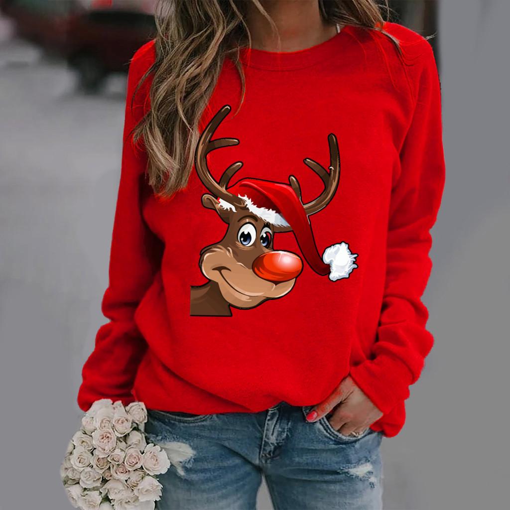 Women's Christmas Pattern Round Neck Long Sleeve Sweatshirt