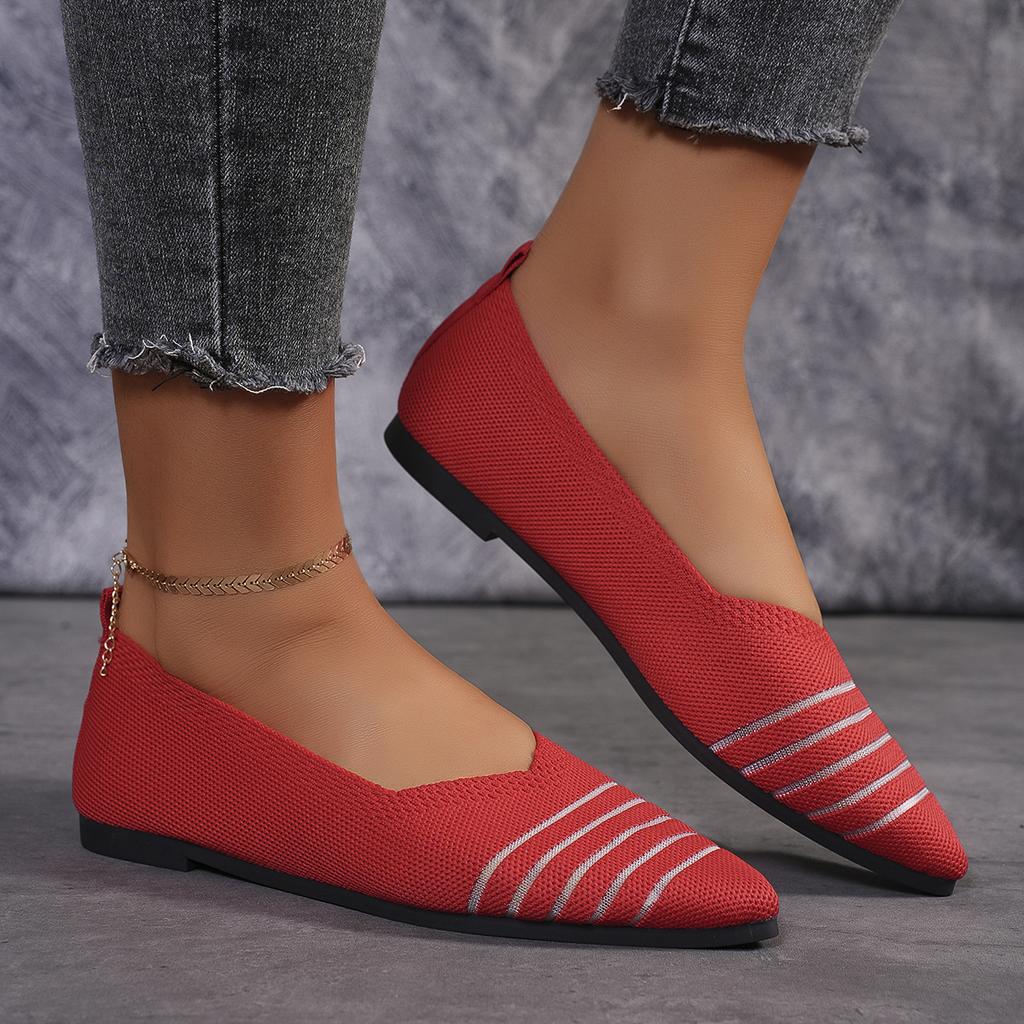 Женские туфли на плоской подошве весна и осень Большие размеры для женщин Красивые цветные трикотажные эластичные удобные мягкие плоские кроссовки для женщин