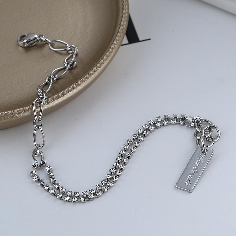 ANENJERY Цирконовый браслет для женщин, двухслойный браслет-цепочка, изящные украшения