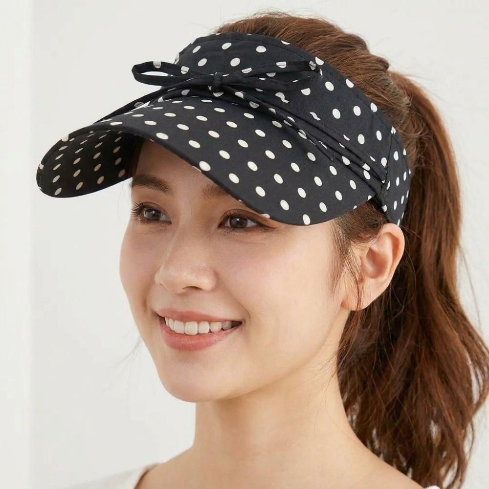 Wide Brim Visor Hat Polka Dot Empty Top Hat Fashion Sun Hat Women Girls