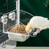 Spillproof Hanging Feeding Station Detachable Clear Feeding Bowl Cage Bird Feeder  Cage Accessories