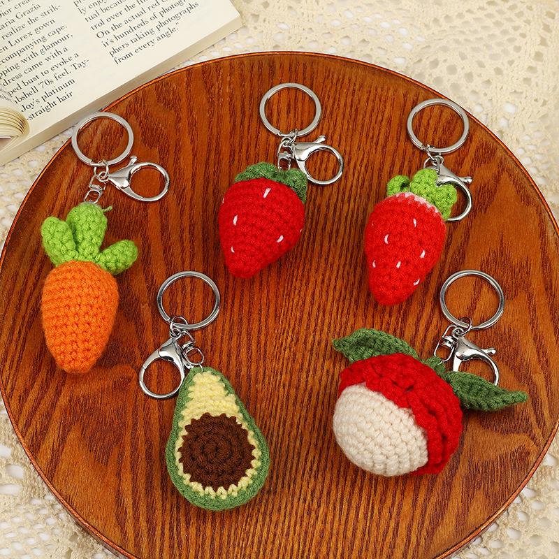 Artificial Crocheted Fruit Decorative Keychains Key Rings Key Chains Rings Holders Bags Pendants Key Holders Gift Accessories