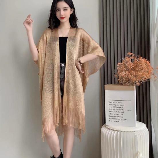 Women Shawl Tassel Long And Wide Solid Color Thin See-through Sunscreen Breathable Hollow Out Women Scarf Clothes Accessory