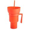 Popcorn Drink Cup Stadium Tumbler with Snack Bowl 2 In 1 Snack Drink Cup with Straw Leakproof Snack Cup Reusable Cinema Beverage Popcorn Cup