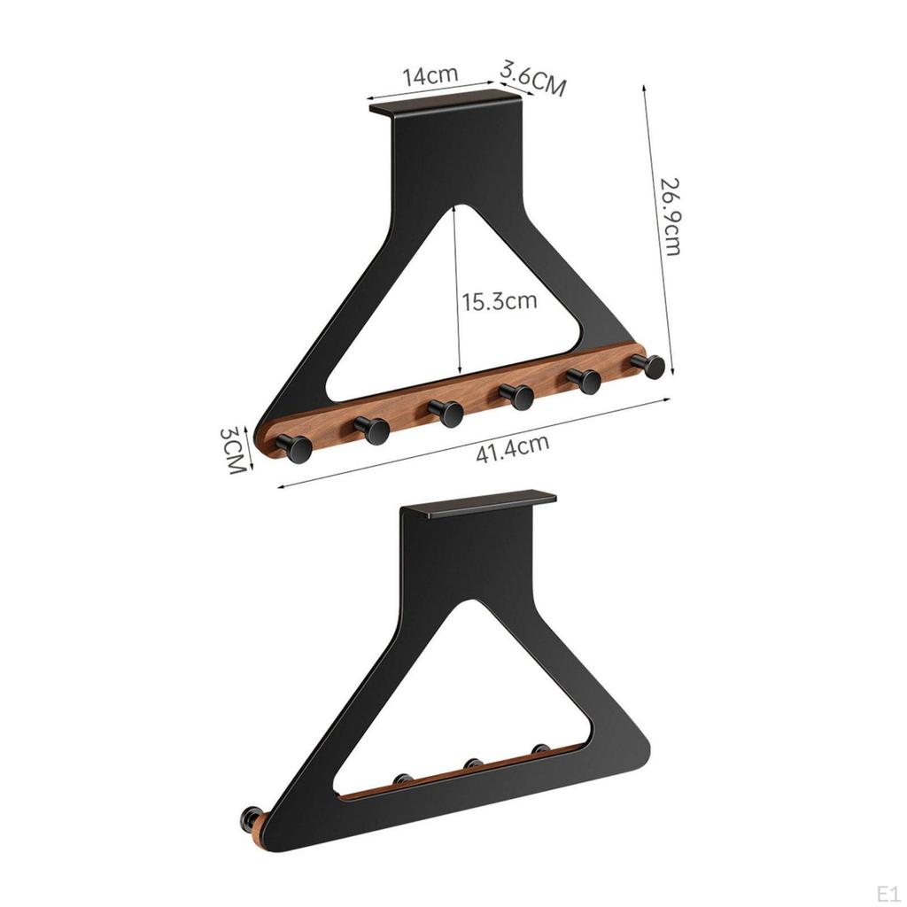 Wooden Wall Hook No Drill WallAttached Coat Wood over Door Hanger for Bedroom, Entryway Walnut