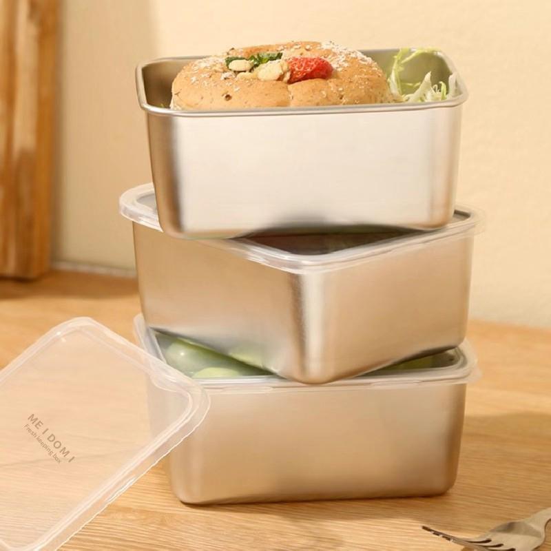 Ланч-бокс из нержавеющей стали для хранения свежих продуктов, квадратный, маленький, для переупаковки продуктов, миска для мытья посуды, коробка для пикника на открытом воздухе