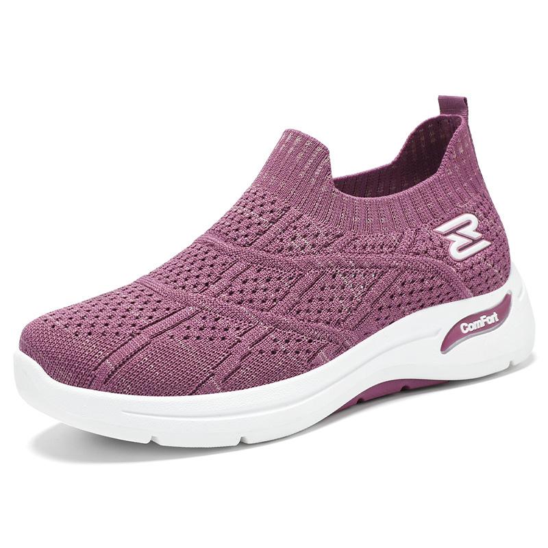 Женские туфли летние новые летающие тканые повседневные туфли туфли с одной педалью средние и старые туфли для мам одиночные туфли