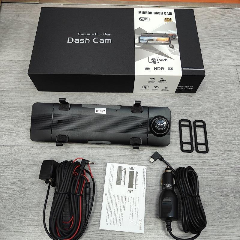 10.1-inch 4K HD WiFi Mobile Connected Driving Recorder with GPS ADAS 24-hour Monitoring Streaming Media