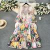 European Style Retro Elegant Silm Long Chiffon Dress