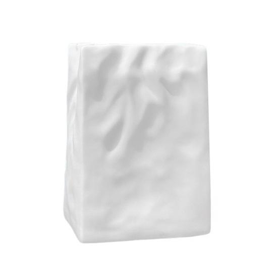 White Vinyl Shell Flower Vase Modern Pleated Flower Holder Container Home Office Table Centerpiece