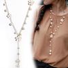 Women's Fashion Korean Style Faux Pearl Flowers Long Necklace Sweater Chain AVE