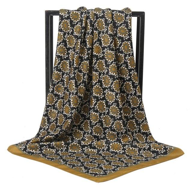 2021 Design Brand Women Square Silk Scarf Chain Print Head Scarfs Female Satin Hijab Scarves Shawl Wrap Lady Headband Foulard