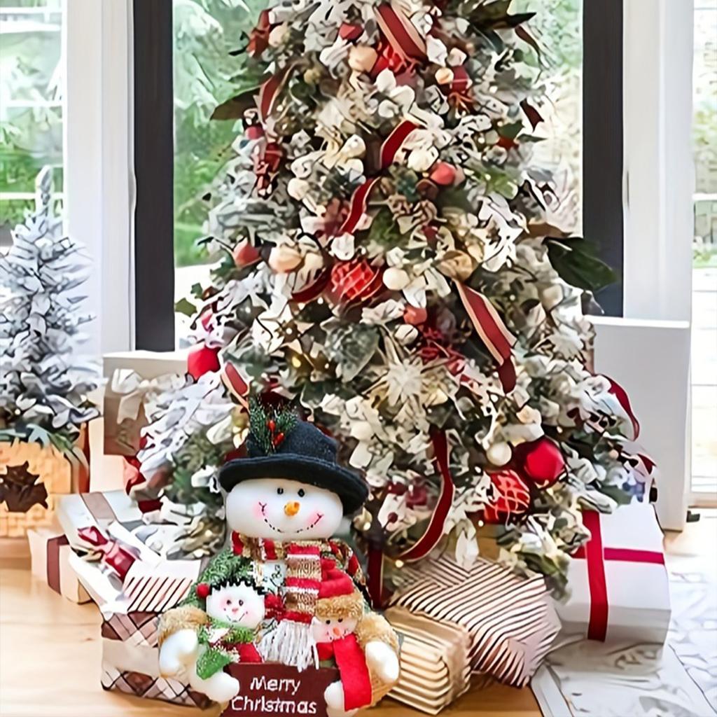 Christmas Standing Snowman Dolls Rustic Desktop Cheer Atmosphere Decoration Suitable for Living Room