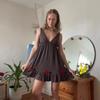 2026 Womens Solid Deep V Neck Sleeveless Slip Dress Sexy Casual Mid Length