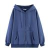 Women's Velvet Zipper Hooded Sweatshirt Loose Thickened Cardigan Solid Color Jacket Top