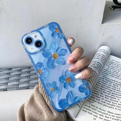 Lucky Blue Ins Flower Симпатичный силиконовый мягкий чехол с цветочным принтом для Iphone X Xr 8 7 Plus Se2020 Xsmax 11 12 Pro Max 13 Мультяшный чехол