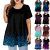 Женская свободная футболка трапециевидной формы с коротким рукавом и круглым вырезом с большим верхом и принтом