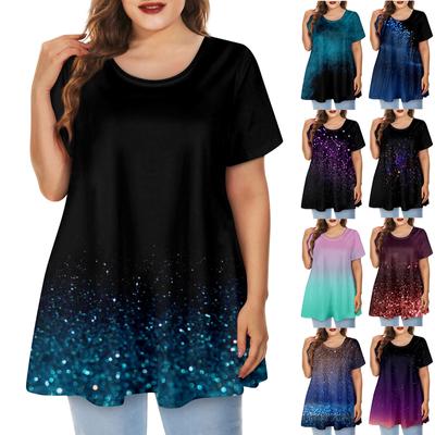 Женская свободная футболка трапециевидной формы с коротким рукавом и круглым вырезом с большим верхом и принтом