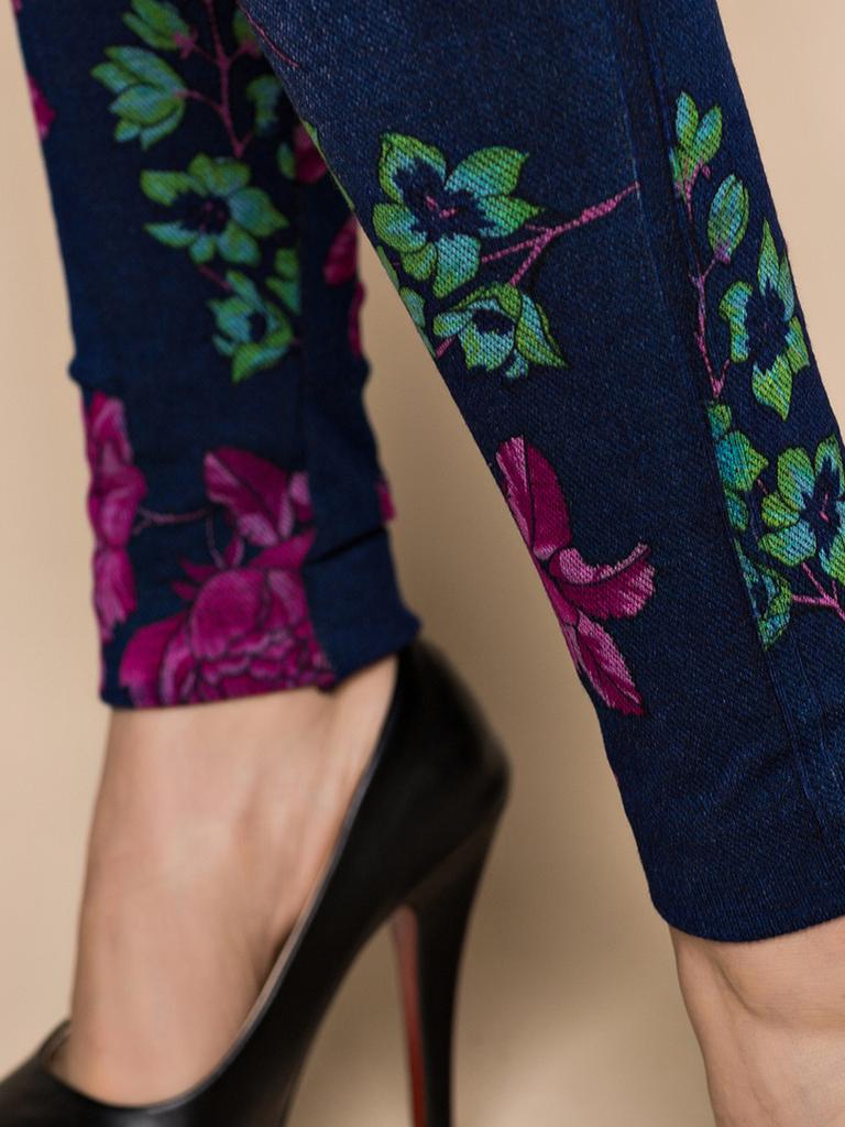 Women Printed Tight-fitting Super Stretch Leggings High Waist Outer Wear Sexy Close-fitting Imitated Denim Jean Leggings(Suitable for Weight 40-85kg)