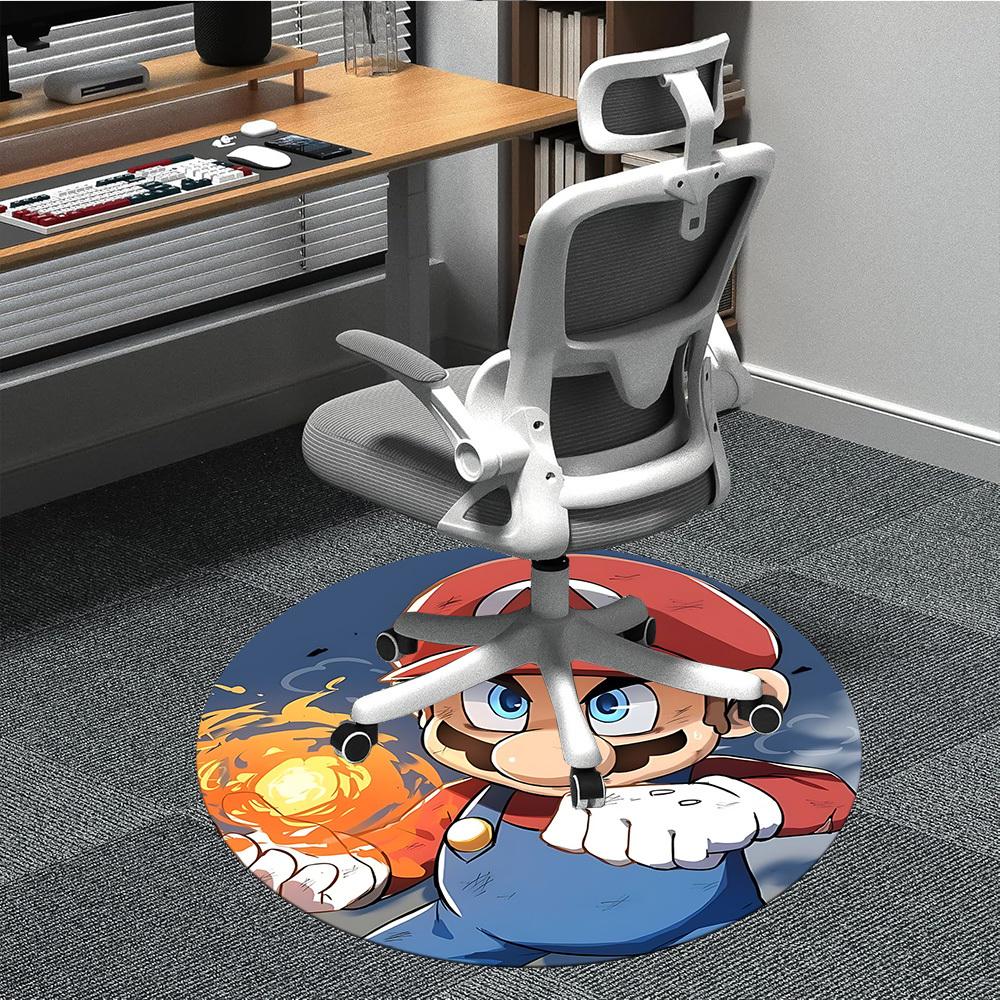 1PC Mario Fire Office Round Area Rug Suitable For Office, Under Office Chairs Bedroom Living Room Home Decor, Available in Various SizesT101