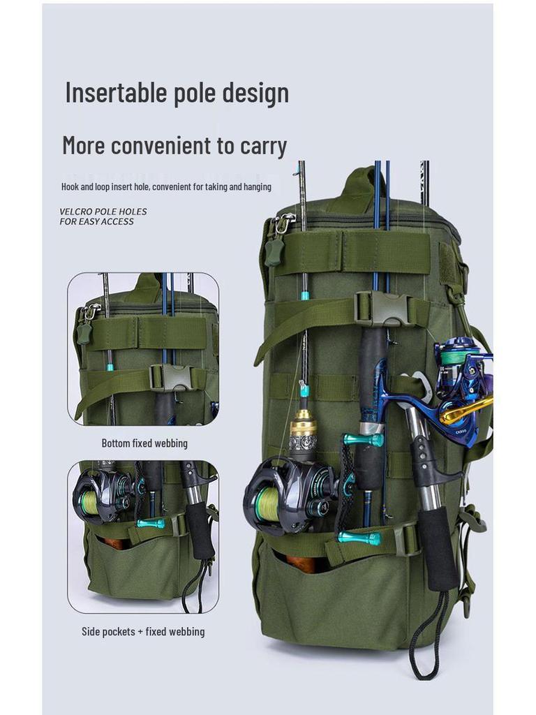 Multifunctional Large Capacity Outdoor Backpack for Hiking & Fishing with Sea Rod Holder