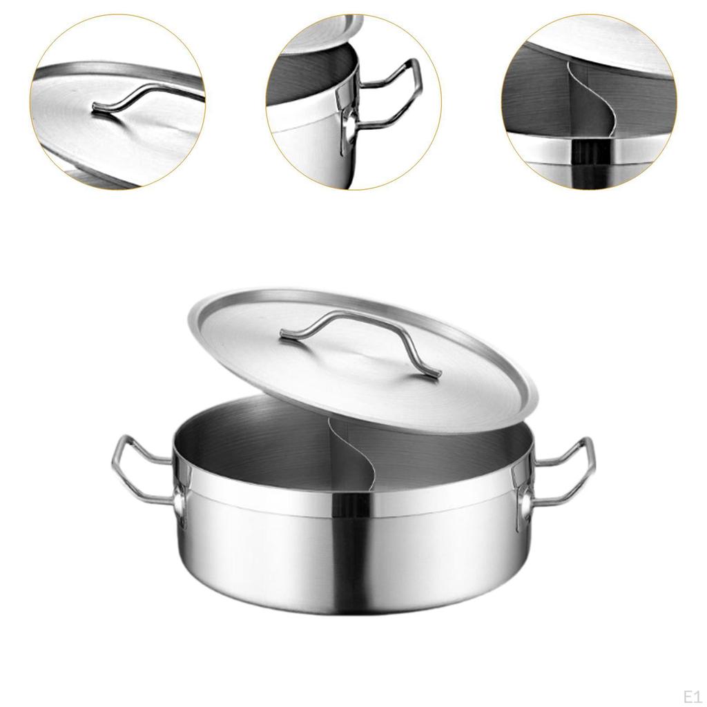 Кастрюля с разделителем Китайская крышка 2-сторонняя кастрюля для супа Толстая кухонная посуда Приготовление пищи