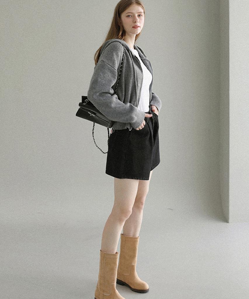 SLOWLOLLI Cozy Knit Zip-Up Hoodie