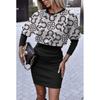 Tooxika New Style Sexy Waist-hugging Hip-hugging Round Neck Long-sleeved Printed Dress