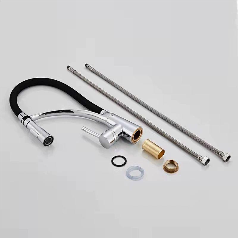 Black Sink Faucet Swivel Pull Down Kitchen Faucet Sink Tap Mounted Deck Bathroom Mounted Silicone Bending Hot and Cold Mixer