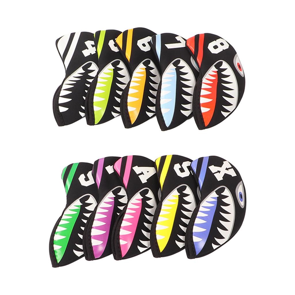 Набор из 10 шт. Неопреновых чехлов для головы гольф-айрона с маркерами номеров, мультяшной формы, чехол для защиты головы клюшки для гольфаSelachimorpha
