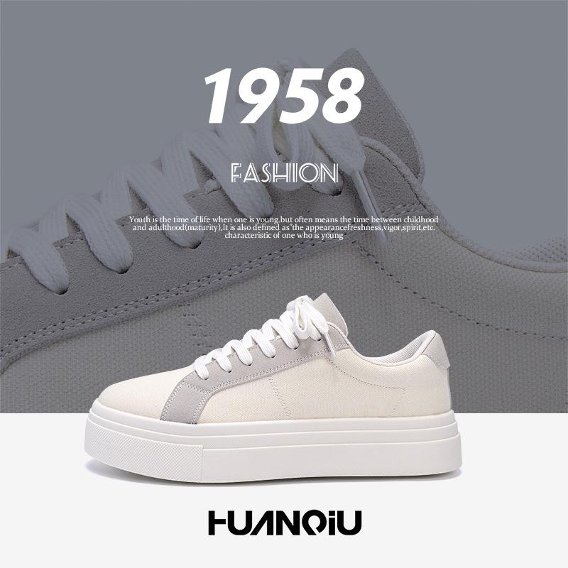 Global Platform Heightening Board Shoes ZHQ-HY837 Spring Men's White Casual Shoes Versatile Casual White Shoes Men