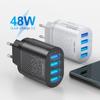 Вилка ЕС USB Зарядное устройство 3А Quik Charge 3.0 Зарядное устройство для мобильного телефона для iPhone 14 Samsung Xiaomi 4 порта 48 Вт Быстрые настенные зарядные устройства