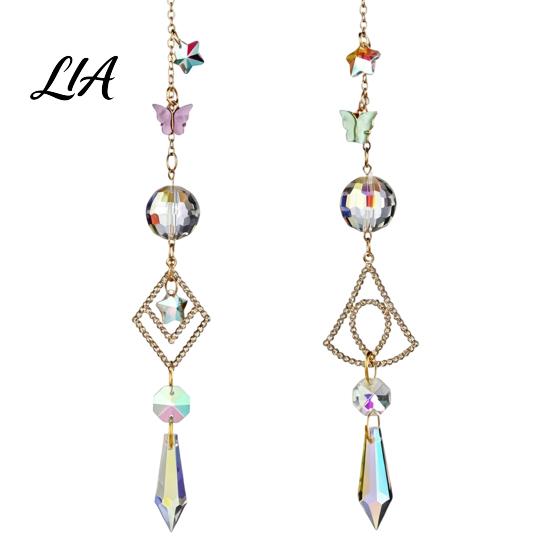 Sophisticated Courtyard Ornament Butterfly Crystal Suncatcher Wind Chime, Rainbow Maker Prism Hanging Ornament, Elegant Room Decor Indoor Outdoor